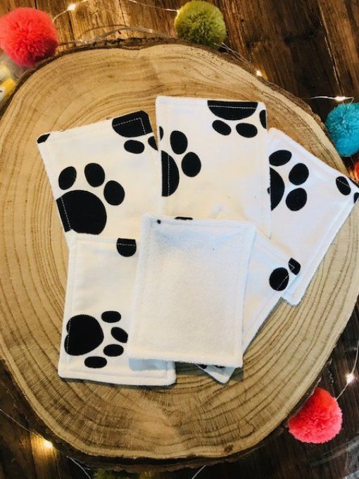 6 Lingettes lavables motifs chiens 